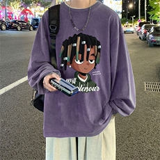 直播品质重磅纯棉美式蜡染水洗做旧潮牌宽松长袖t恤CT312特P38，男装T恤，电商A486