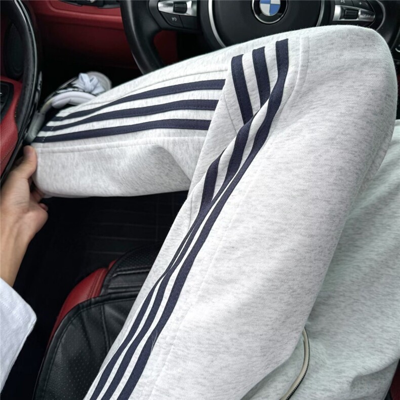 美式三条杠运动休闲裤男春秋高街男生裤子青少年重磅加绒直筒卫裤，男装休闲裤，星座506A