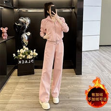 韩版秋冬高端短款卫衣潮流卫裤两件套，女装套装/套裙，江南