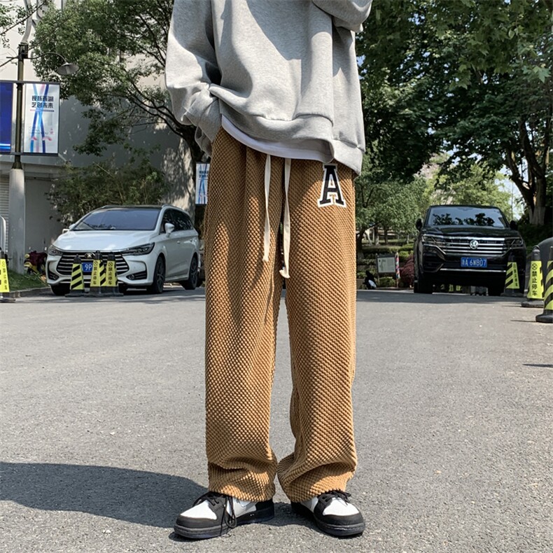 2024秋季新款宽编制绳玉米粒宽松直筒长裤C530*P50控68,男装休闲裤,星座227-2