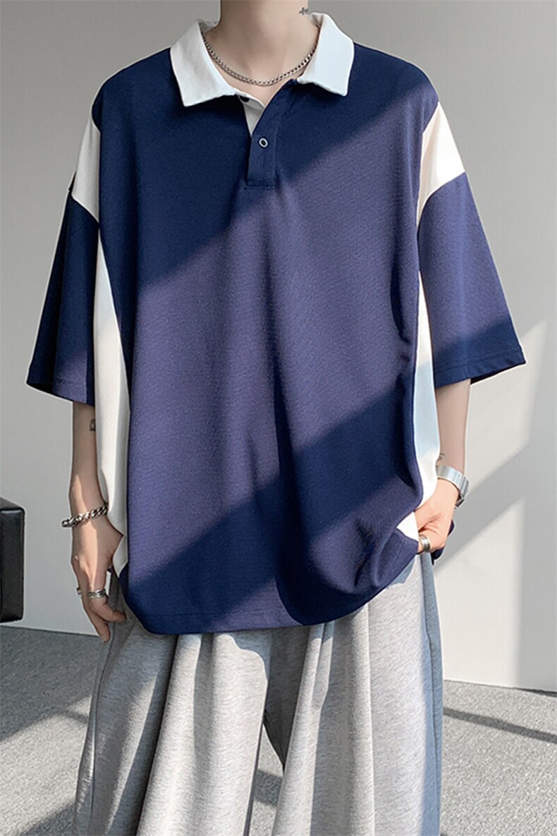 8XL-M拼接撞色短袖t恤男款夏季新款半袖POLO衫加肥加大码DT004P38,男装T恤,电商B312