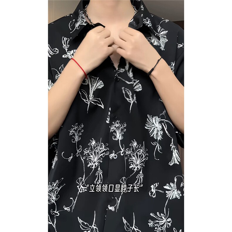 短袖衬衫男+短裤男潮流休闲套装男M-5XL大码TZ78720P50控98模特图图片