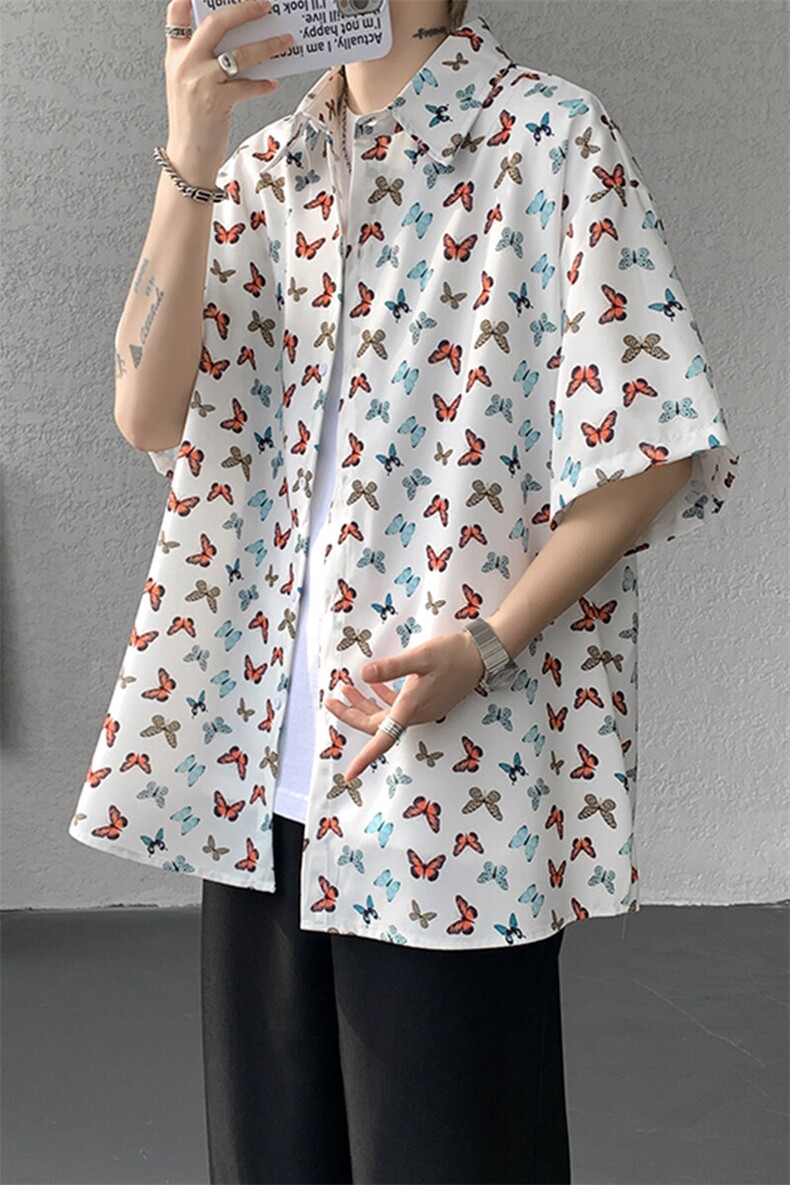 8XL-M花衬衫男短袖夏季薄款冰丝半袖宽松大码休闲外套DC28008P38,男装T恤,电商B312