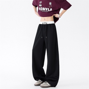 花灰色美式弯刀卫裤男款春秋加绒厚运动裤子高个子加长直筒休闲裤图片