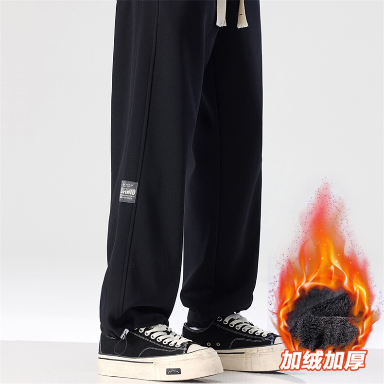 男宽松直筒运动休闲长裤秋冬加绒加厚阔腿卫裤子D017-P45加绒P50,男装休闲裤,星座509