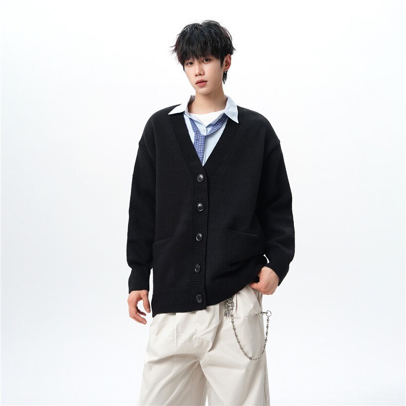 8XL-M大码V领开衫毛衣外套男日系复古宽松慵懒风针织衫KS002p55,男装针织衫/毛衣,电商B312