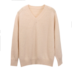 秋冬季加厚马鞍肩V领纯色气质时尚套头35%羊绒衫，女装羊绒衫，织绒羊