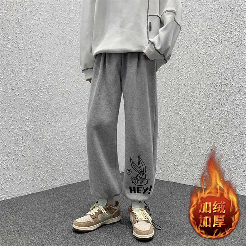K13197-P35加绒-P45可束脚加厚加绒运动裤男大码宽松直筒卫裤男,男装休闲裤,电商A040