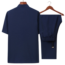 汉服男短袖唐装棉麻中老年男套装春夏爸爸装老人衣服YD91802-P135，男装民族服装，星座1105-3
