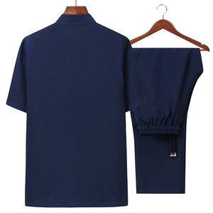 汉服男短袖唐装棉麻中老年男套装春夏爸爸装老人衣服YD91802-P135图片