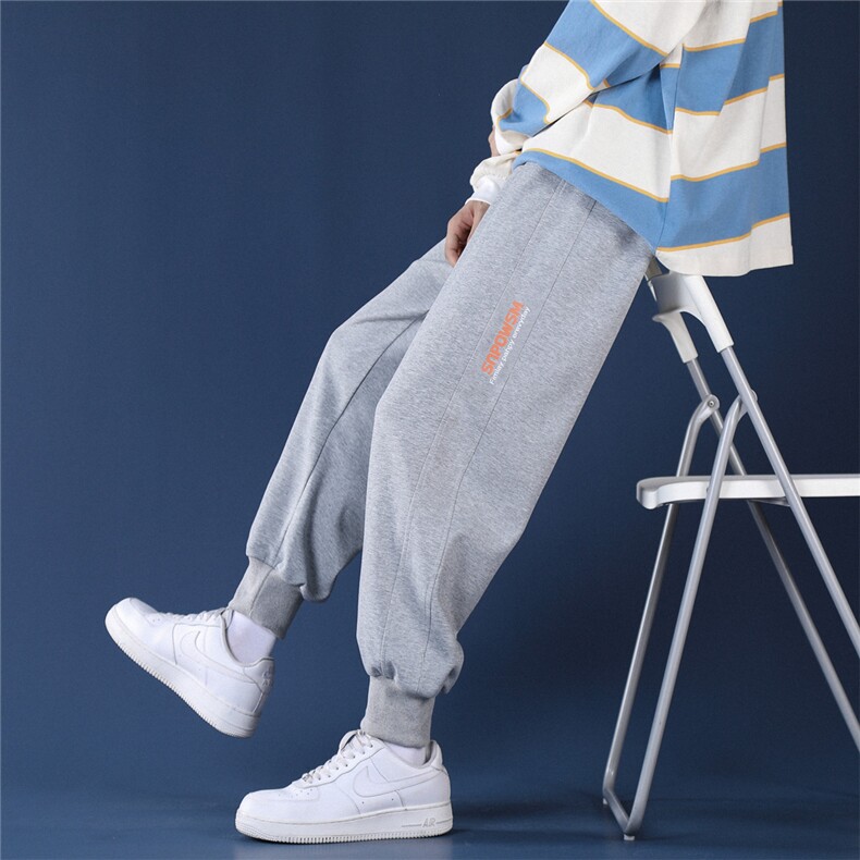 运动卫裤男秋季简约字母宽松加大码束脚休闲长裤C305A-K3307-P50图片