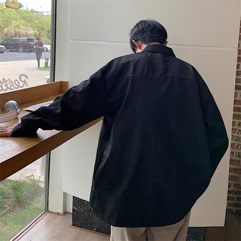2025春款新款帅气长袖衬衫男外套潮流白色衬衣CC636P40,男装衬衫,星座1108