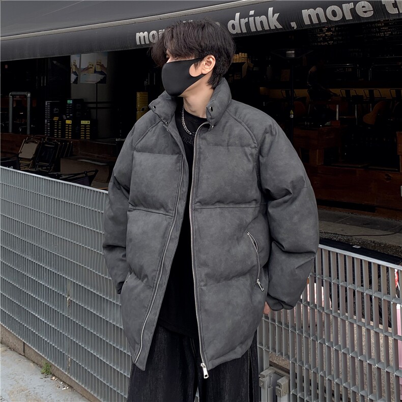 美式vibe立领pu皮面包服男冬季外套加厚羽绒棉服免洗棉衣p98,男装棉衣,电商C307