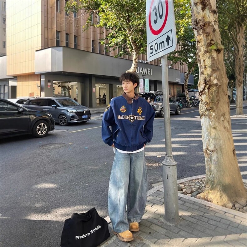 美式复古哈灵顿夹克春秋季做旧高级感宽松工装外套男女~Y1822,男装夹克,星座601-1