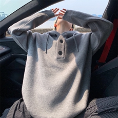 毛衣男秋冬新款港风宽松连帽针织毛衫MYA2-P65，男装针织衫/毛衣，星座214-3