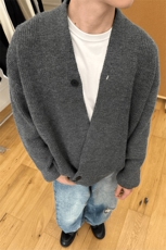 网图慎用秋冬港风不规则纽扣大码针织开衫毛衣男MY125-特P55控98，男装针织衫/毛衣，电商A001