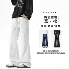 舒适重磅弯刀休闲裤男秋冬季新款运动卫裤美式高街微喇裤X1360，男装休闲裤，星座718