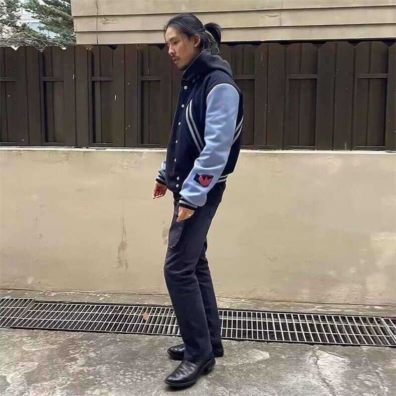 网红同款蓝袖拼接短款棒球服夹克男女春秋季美式高街潮牌百搭外套,男装夹克,星座218-1（原230）
