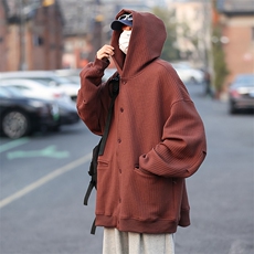 WY017-P48日系华夫格连帽300克开袋卫衣外套，男装卫衣，星座1501-1