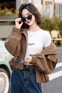 连帽工装风衣夹克外套女2026春季宽松休闲秋装上衣短款小个子外套图片