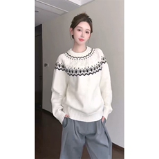 重磅秋冬装北极绒套头毛衣美式复古休闲慵懒风提花工艺针织衫外套，男装针织衫/毛衣，电商A486