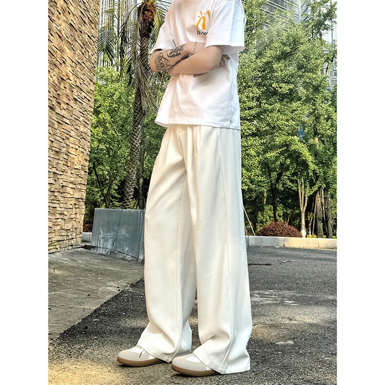 美式高级感褶皱西裤男cleanfit宽松冰丝阔腿垂感休闲裤XK463-P45,男装休闲裤,电商A178