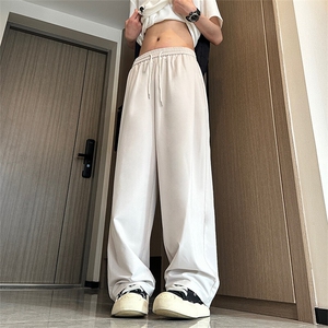 褶皱弯刀冰丝裤男款夏日轻薄速干防晒裤子宽松阔腿美式直筒凉凉裤图片