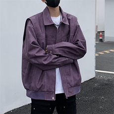 美式复古翻领皮衣外套男美拉德高级感麂皮绒情侣夹克JK232-P85，男装夹克，星座308B-2