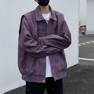 美式复古翻领皮衣外套男美拉德高级感麂皮绒情侣夹克JK232-P85图片