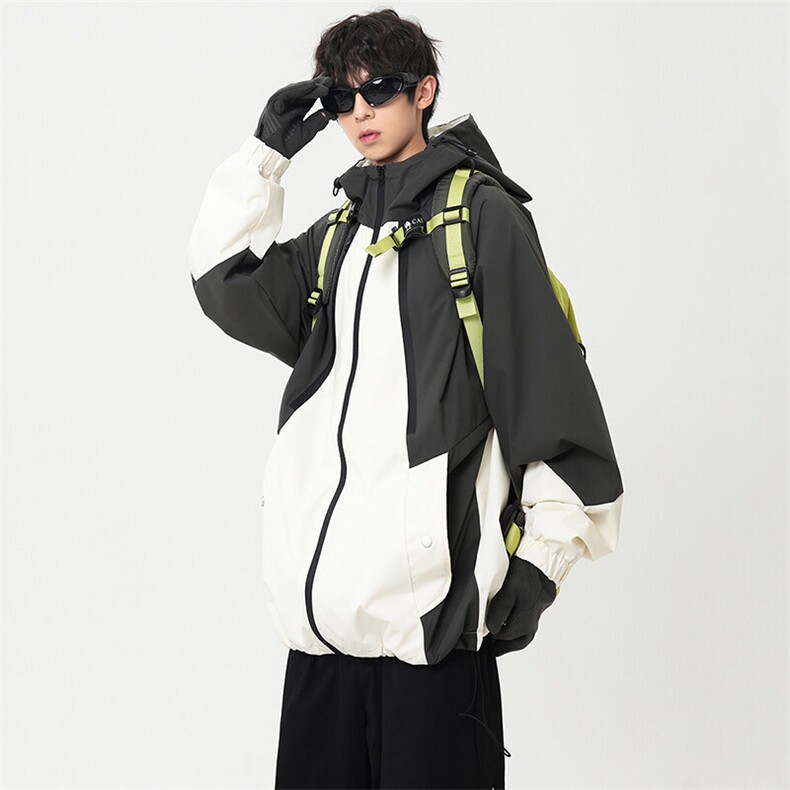 秋季新款宽松夹克男撞色三防冲锋衣外套DSA157B-JK7831-P75,男装夹克,电商A157B