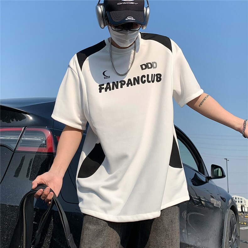 2026夏装新款薄款宽松拼接短袖印花五分袖T恤 T6603/特P30 白色5图片