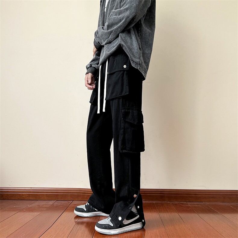 B221秋装美式ins高街小众排扣工装裤弹力休闲裤LK22052-P60控78,男装休闲裤,电商B221