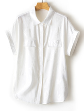 新款简约气质百搭短袖衬衫女宽松休闲上衣，女装衬衫，瑞上羊绒