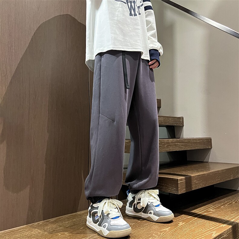 港风秋冬长裤宽松休闲扣带松紧腰束脚卫裤K23303-P40控58,男装休闲裤,星座717