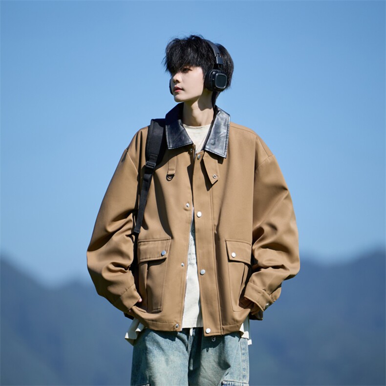JK8863-P80 L-9XL2025秋冬新款翻领夹克外套 控138图片