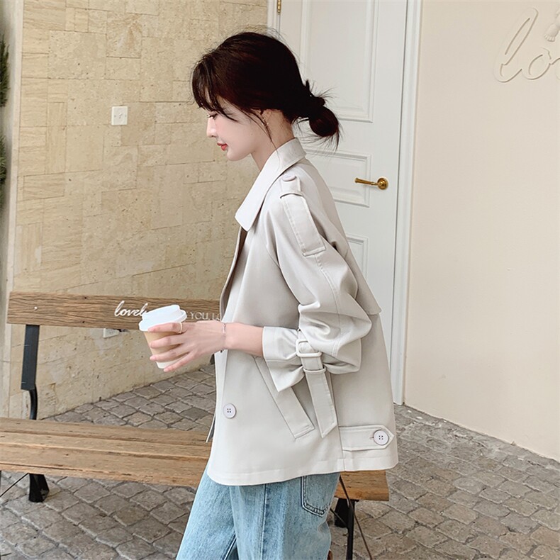 现货 韩版休闲百搭显瘦短款风衣外套女 2D075-(P145-K195)图片