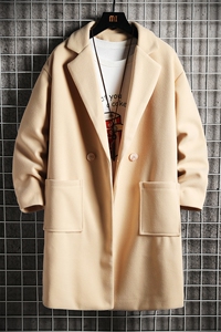 A117-P110 加绒-P120 加厚加绒毛呢大衣男士大码中长款呢子风衣图片