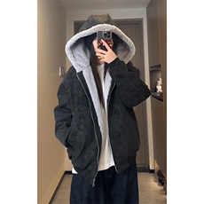保暖舒适PU皮荔枝纹座山雕连帽新款棉衣男女外套M24988-特P105，男装棉衣，电商A001
