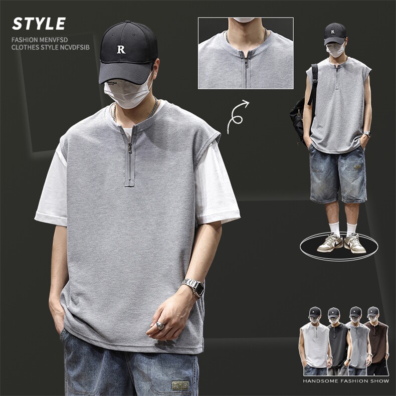 2026新款凉感背心男士夏季宽松大码运动吸汗无袖t恤潮薄坎肩，男装背心/马甲，电商D215