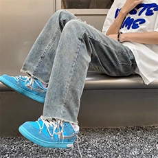 欧美hiphop裤子ins潮牌宽松直筒复古高街做旧破洞牛仔N7228P40，男装牛仔裤，星座1116-2