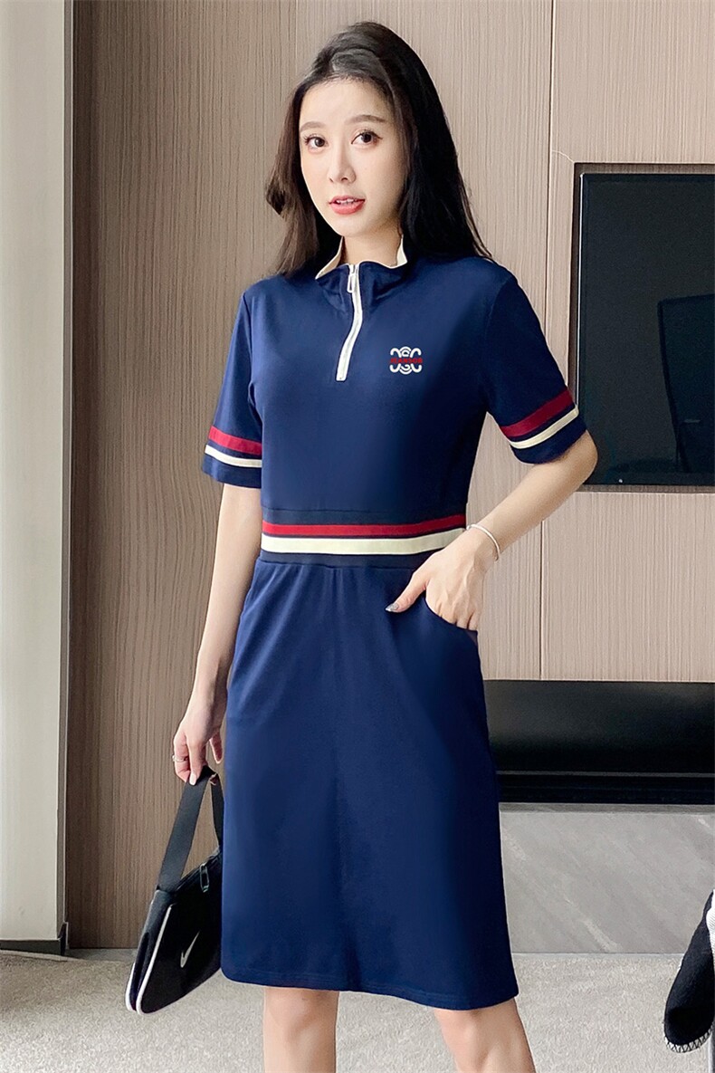 燕颉时尚休闲Polo领连衣裙女夏季2023新款中年妈妈韩版洋气裙子潮,女装套装/套裙,燕颉服饰