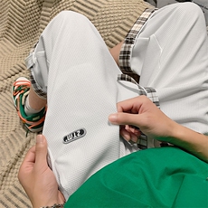 华夫格短裤男2025夏季潮流七分裤港风宽松运动裤-K27P28，男装牛仔裤，星座310B-1