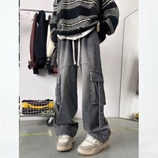 N102-P68重工水洗设计牛仔裤男女同款休闲水洗牛仔裤，男装牛仔裤，电商B327