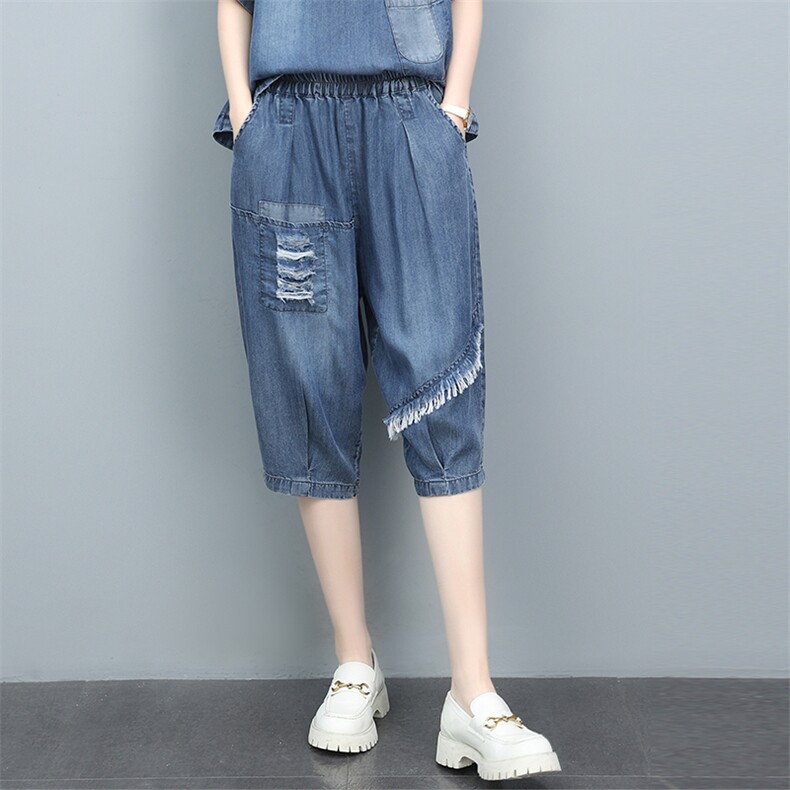2022夏季新款宽松显瘦破洞牛仔裤女,女装牛仔裤,悦见她