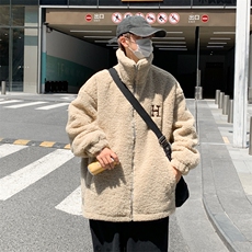 羊羔毛绒外套冬季字母刺绣夹克男韩版潮流上衣Y015-P50，男装棉衣，星座308B-1
