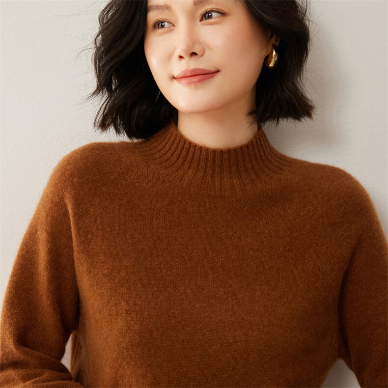 秋冬新款半高领羊毛加厚毛衣女内搭软糯亲肤针织打底衫,女装羊毛衫,昭美羊绒