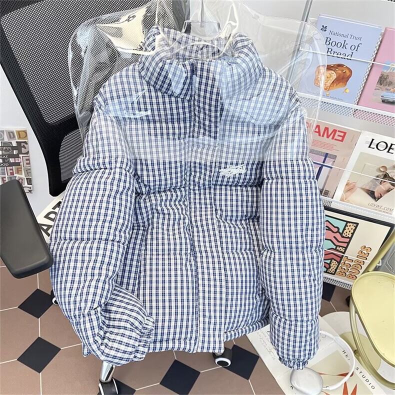 加厚男女立领棉衣千鸟格字母刺绣棉服面包服手塞棉,男装棉衣,星座410-6（原星座1304-1）