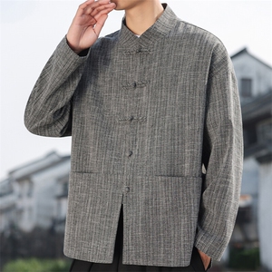 2025春季新款男装风唐装盘扣衬衫新中式汉服衬衣 C167-P65图片