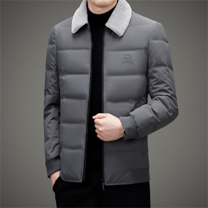 CAH2801钱塘2020-2商务休闲翻领简约冬季厚款中年男士羽绒服P200，男装羽绒服，钱塘207-2