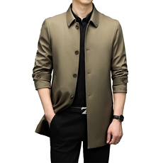 GDN-F2156春秋新款男士风衣翻领商务领导服男装纯色外套，男装风衣，电商B360